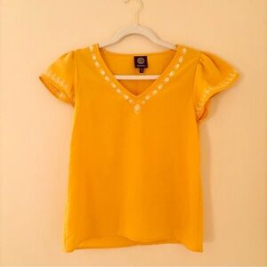 bright spring embroidered v-neck blouse